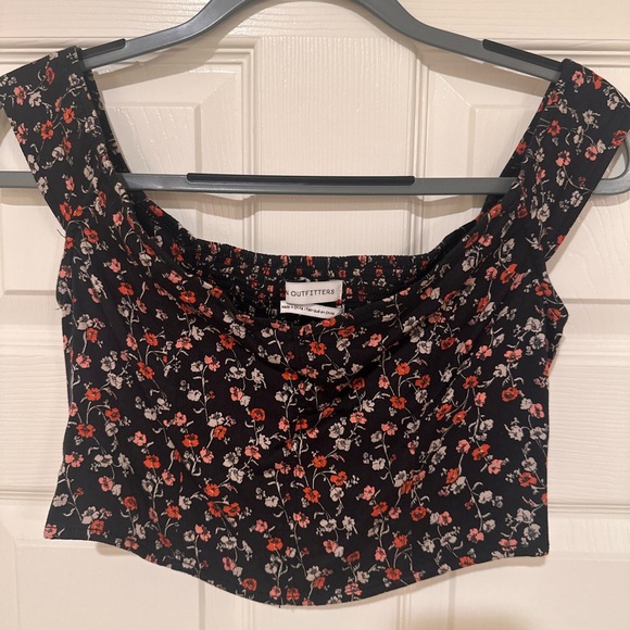 Urban Outfitters Floral Corset Style Crop Top – Black/Red – Size M - Picture 2 of 5